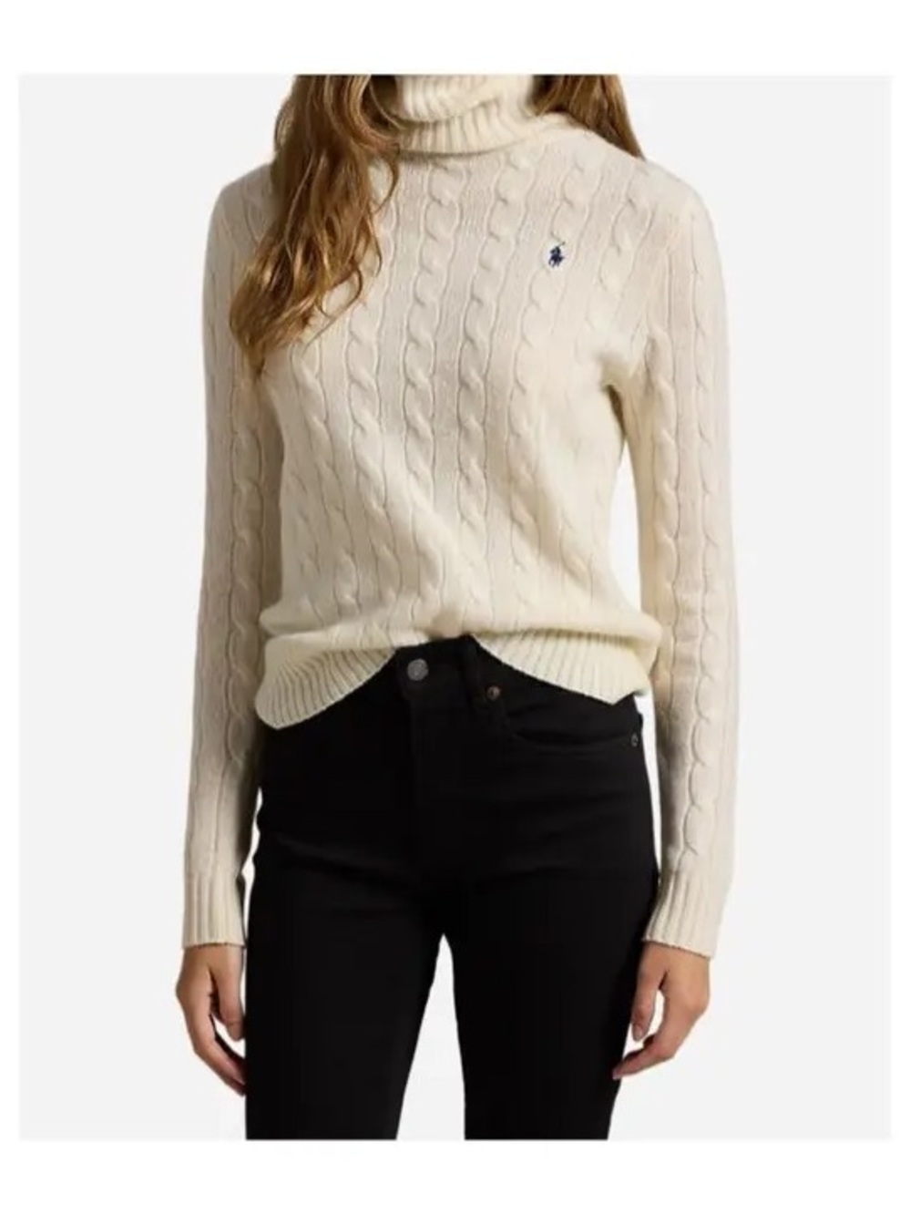 Ralph Lauren Cream Cable Knit Turtleneck Sweater